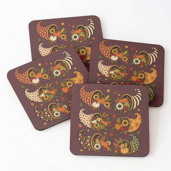 Item preview, Thanksgiving Cornucopia Polka Dot Patchwork Folk Art designed and sold by AmiGraph.