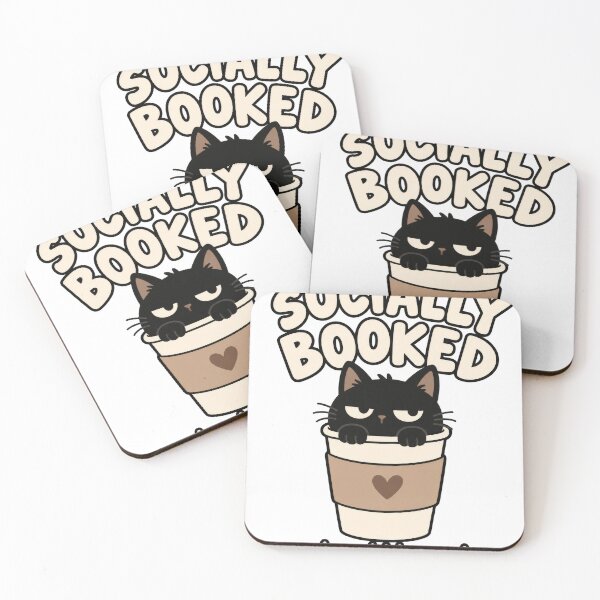 Item preview, Socially Booked Funny Black Cat Coffee Design designed and sold by Trendy-Artistry.