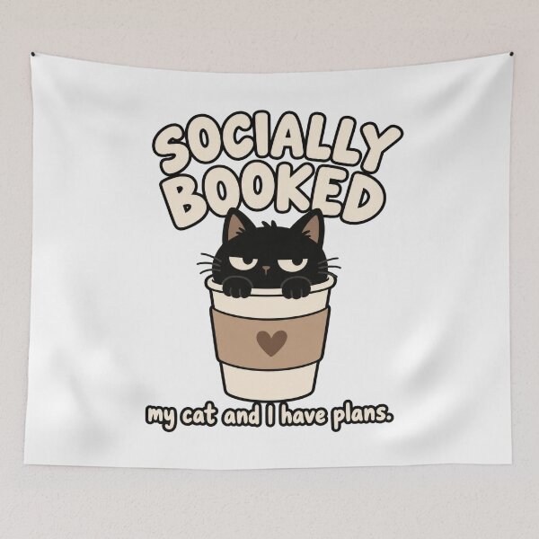Item preview, Socially Booked Funny Black Cat Coffee Design designed and sold by Trendy-Artistry.
