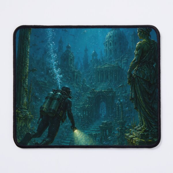 Item preview, scuba diver finds sunken city designed and sold by ArcaneVisionArt.