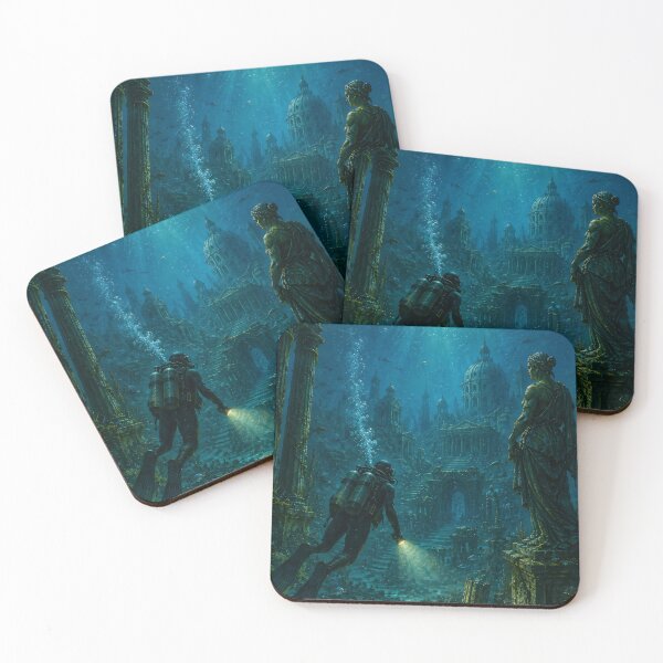 Item preview,  scuba diver finds sunken city designed and sold by ArcaneVisionArt.