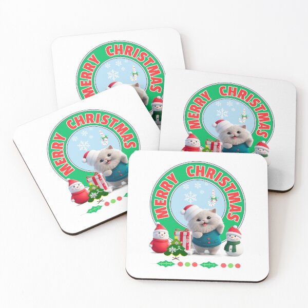 Item preview, Merry Christmas three cute Cat&Snowmans designed and sold by RoseAIArtRhythm.