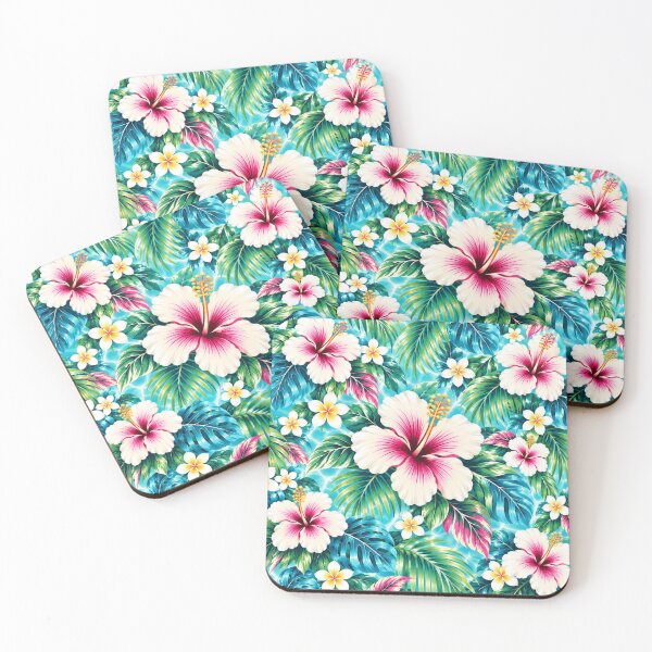 Item preview, Aqua Hibiscus Paradise – Tropical Hawaiian Floral Pattern | +91BIRD designed and sold by Plus91BIRD.