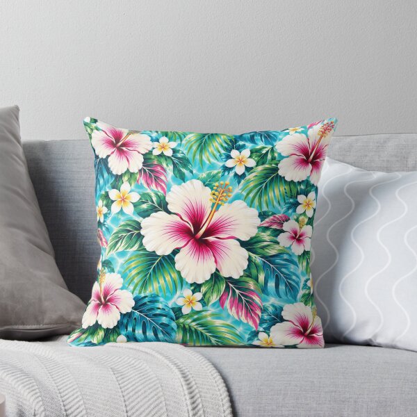 Item preview, Aqua Hibiscus Paradise – Tropical Hawaiian Floral Pattern | +91BIRD designed and sold by Plus91BIRD.