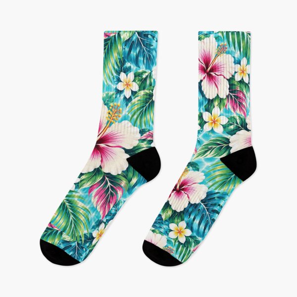 Item preview, Aqua Hibiscus Paradise – Tropical Hawaiian Floral Pattern | +91BIRD designed and sold by Plus91BIRD.