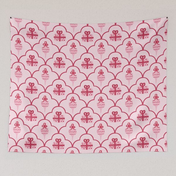 Item preview, Pink and Red Christmas Scallop Pattern designed and sold by Lockets Little Notes.