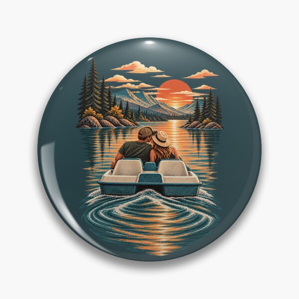 Item preview, Couple Pedal Boat Mountain Lake Sunset designed and sold by BROHLine Studio.