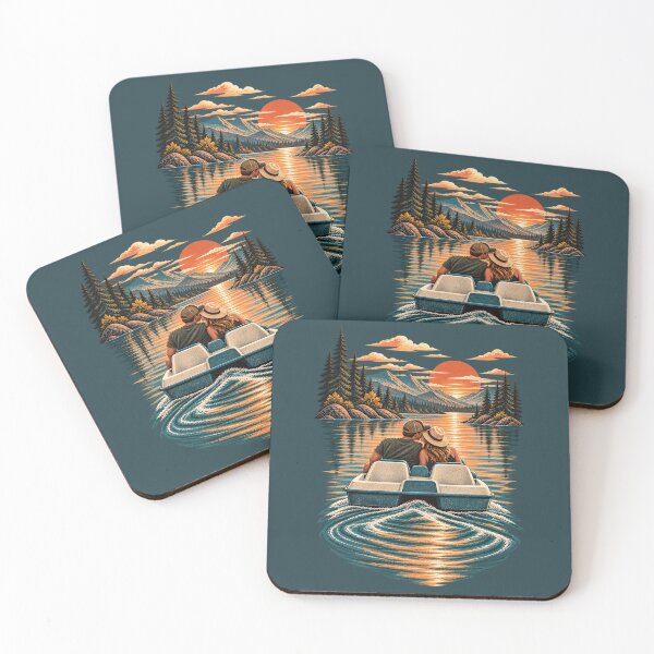 Item preview, Couple Pedal Boat Mountain Lake Sunset designed and sold by BROHLine Studio.