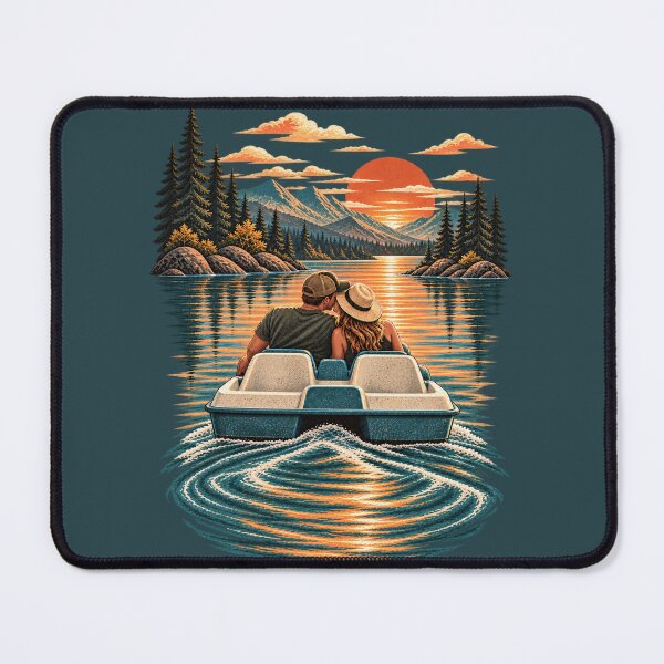 Item preview, Couple Pedal Boat Mountain Lake Sunset designed and sold by BROHLine Studio.