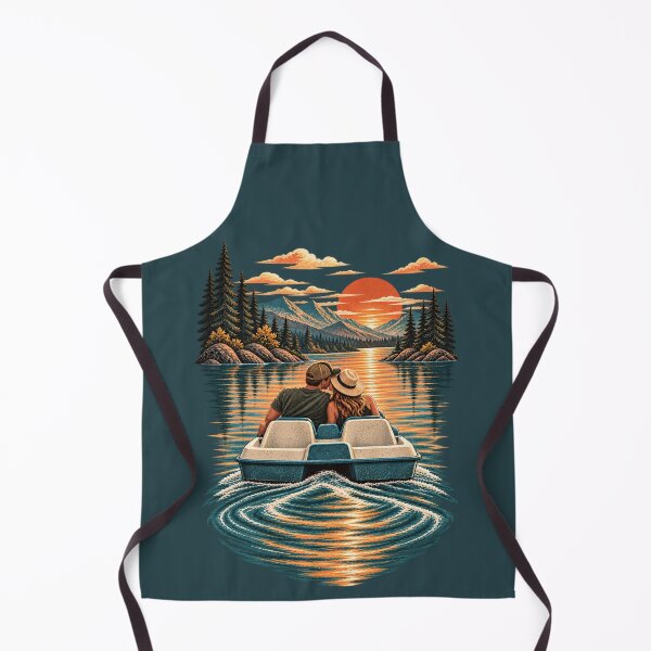 Item preview, Couple Pedal Boat Mountain Lake Sunset designed and sold by BROHLine Studio.