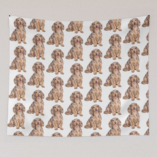 Item preview, Long haired dachshund Merle Dappled Dog designed and sold by BackgroundND.