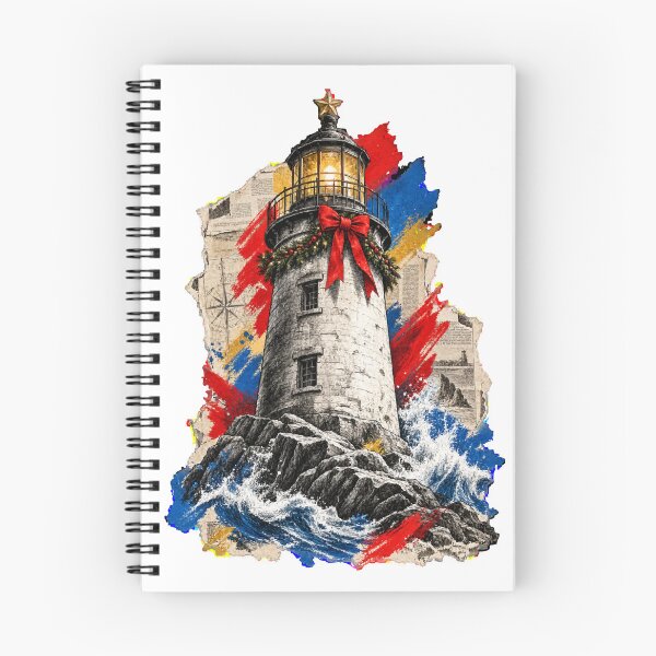 Item preview, Coastal Lighthouse Illuminating a Christmas Among Urban Strokes designed and sold by TaruHonu.