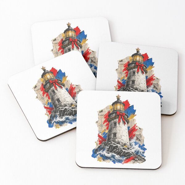 Item preview, Coastal Lighthouse Illuminating a Christmas Among Urban Strokes designed and sold by TaruHonu.