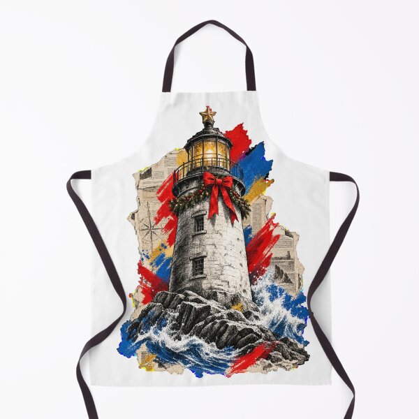 Item preview, Coastal Lighthouse Illuminating a Christmas Among Urban Strokes designed and sold by TaruHonu.