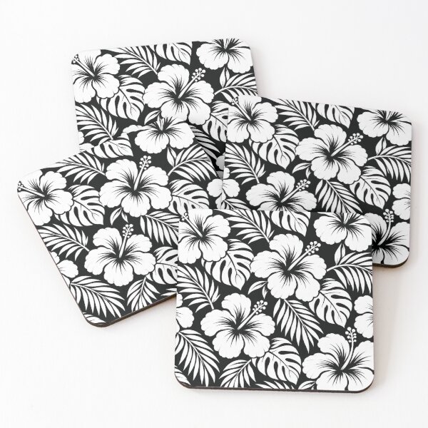 Item preview, Black & White Hibiscus – Large Tropical Floral Pattern | +91BIRD designed and sold by Plus91BIRD.