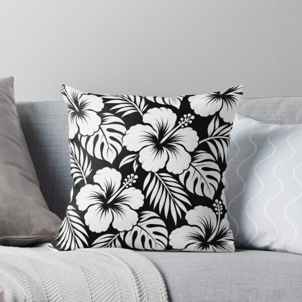 Item preview, Black & White Hibiscus – Large Tropical Floral Pattern | +91BIRD designed and sold by Plus91BIRD.