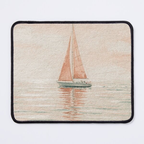 Item preview, Coral and Sea-Glass Sailboat Coastal Wall Art designed and sold by Carnival Posters.