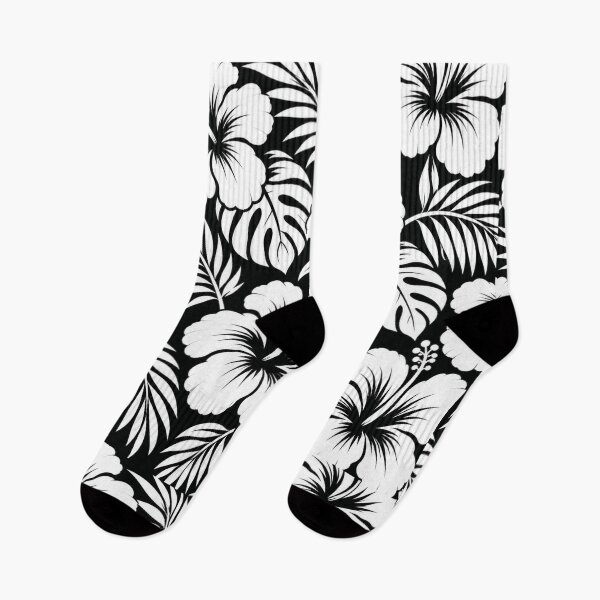 Item preview, Black & White Hibiscus – Large Tropical Floral Pattern | +91BIRD designed and sold by Plus91BIRD.