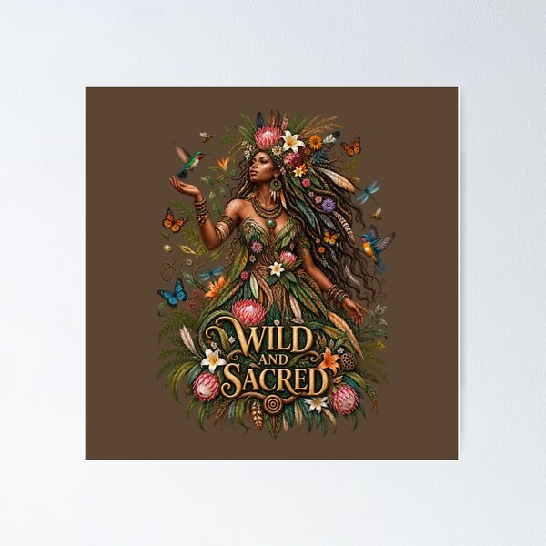 Item preview, Wild and Sacred | Mother Nature Art | Sacred Feminine Nature Illustration designed and sold by 'VARI'.