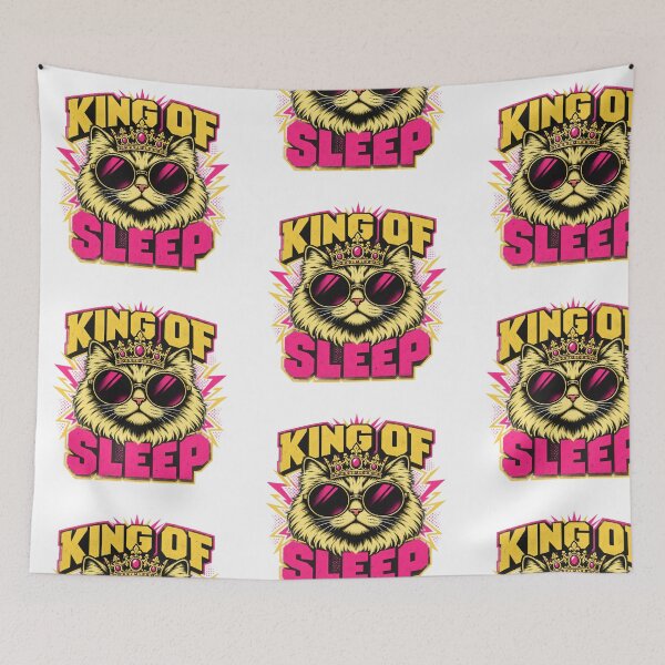 Item preview, Sleepy Cat King Cozy Illustration designed and sold by moodboardzz.
