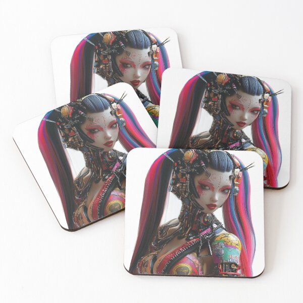 Item preview, Cyberpunk Geisha – Futuristic Neon Android designed and sold by Audra-studio.