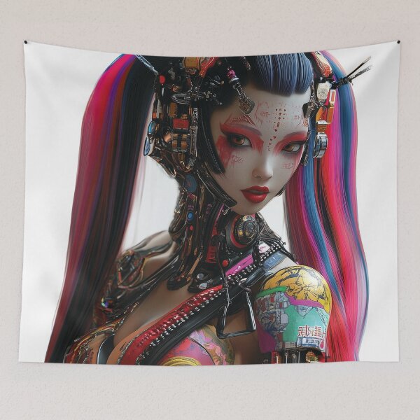 Item preview, Cyberpunk Geisha – Futuristic Neon Android designed and sold by Audra-studio.