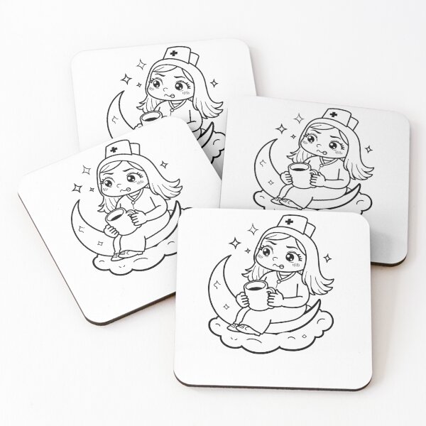 Item preview, Tired Night Nurse Moon Tattoo Flash designed and sold by Qubivibe.