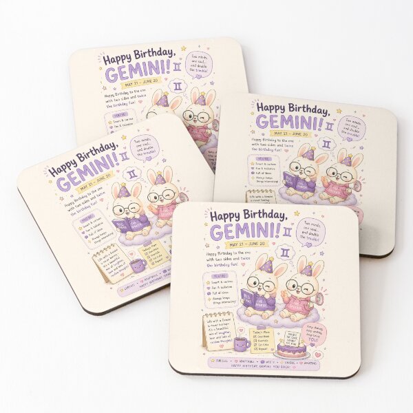 Item preview, Happy Birthday Gemini – Cute Kawaii Gemini Zodiac Birthday designed and sold by MysticPurpleHue.