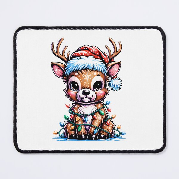 Item preview, Cute Christmas Reindeer PNG, Tattoo Style Design, String Lights, Santa Hat, Sublimation T-shirt, Digital File designed and sold by KMMODERNDESIGNS.