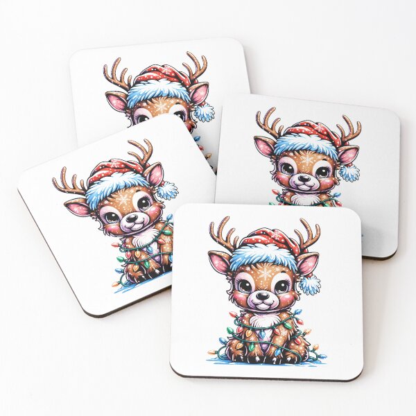 Item preview, Cute Christmas Reindeer PNG, Tattoo Style Design, String Lights, Santa Hat, Sublimation T-shirt, Digital File designed and sold by KMMODERNDESIGNS.