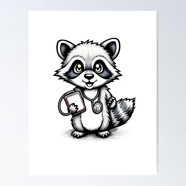 Item preview, Raccoon Paramedic Tattoo Flash designed and sold by Qubivibe.