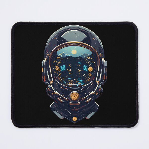 Item preview, Cybernetic Astronaut Helmet - Neon Space and Gold Gears designed and sold by Cyber Gold Studio.