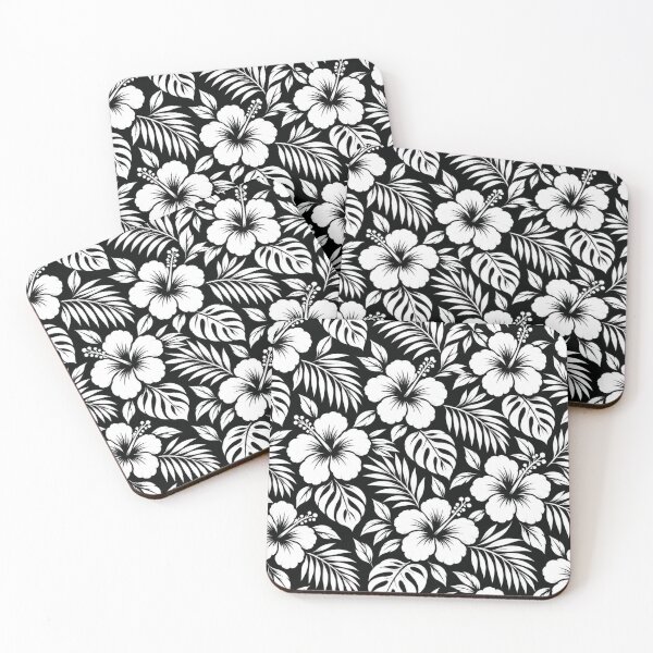 Item preview, Black & White Hibiscus – Medium Tropical Floral Pattern | +91BIRD designed and sold by Plus91BIRD.