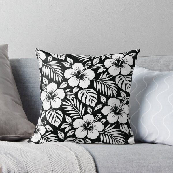Item preview, Black & White Hibiscus – Medium Tropical Floral Pattern | +91BIRD designed and sold by Plus91BIRD.