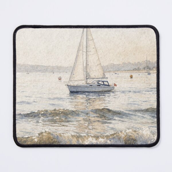 Item preview, Ochre and Indigo Sailboat Coastal Wall Art designed and sold by Carnival Posters.