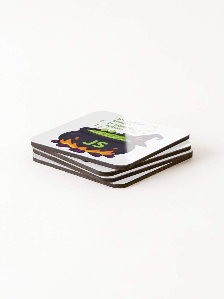 Thumbnail 4 of 5, Coasters (Set of 4), JavaScript Potion Brew Halloween Coding designed and sold by aysenism.