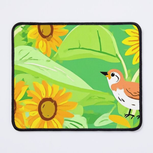 Item preview, Whimsical Sunflowers & Sparrows Garden Illustration designed and sold by BLUESKY11a.