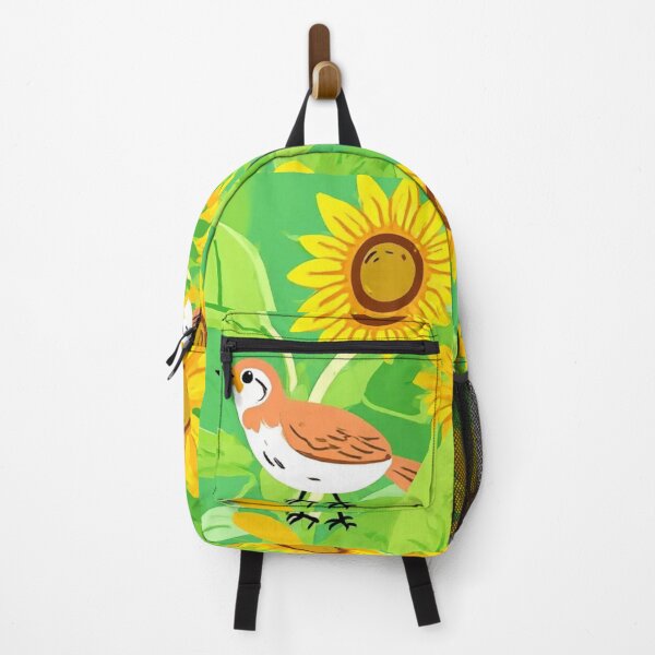 Item preview, Whimsical Sunflowers & Sparrows Garden Illustration designed and sold by BLUESKY11a.