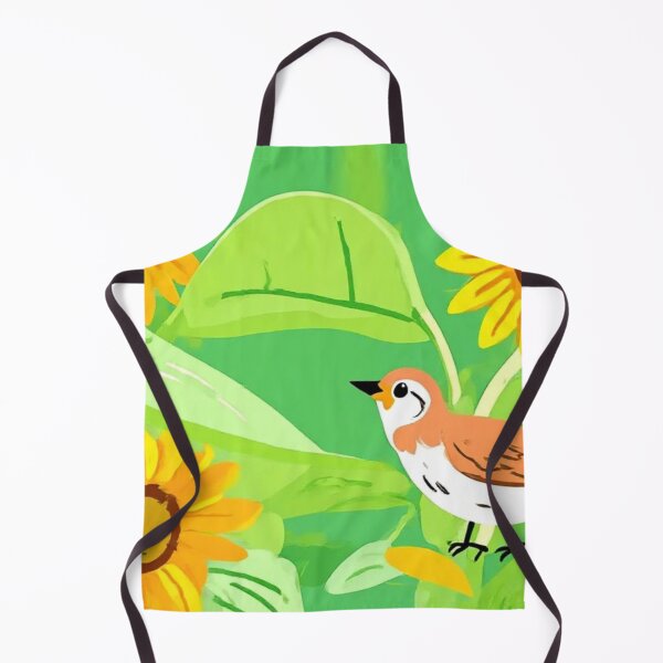 Item preview, Whimsical Sunflowers & Sparrows Garden Illustration designed and sold by BLUESKY11a.