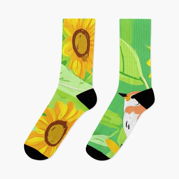 Item preview, Whimsical Sunflowers & Sparrows Garden Illustration designed and sold by BLUESKY11a.