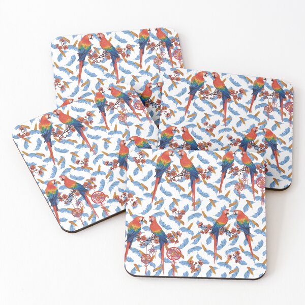 Item preview, Tropical Scarlet Macaws & Blue Feathers designed and sold by EWIKA By Ekawit.