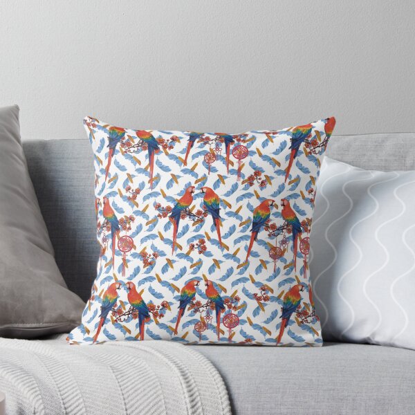 Item preview, Tropical Scarlet Macaws & Blue Feathers designed and sold by EWIKA By Ekawit.