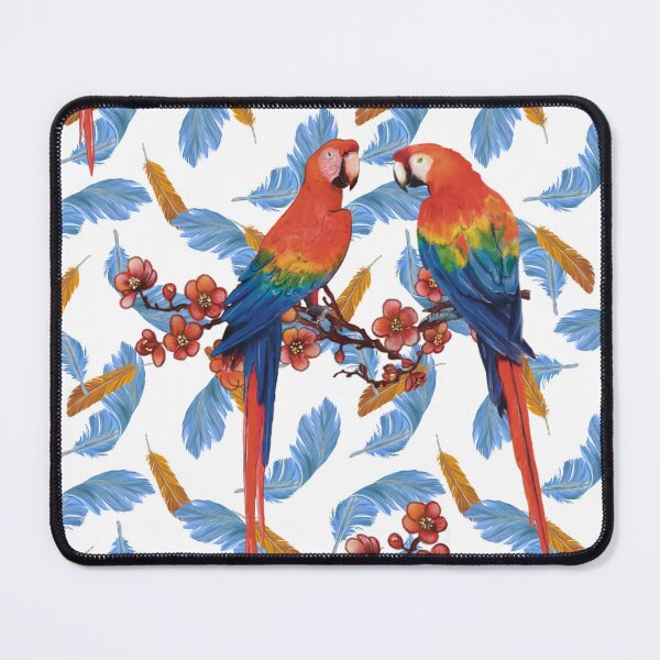 Item preview, Tropical Scarlet Macaws & Blue Feathers designed and sold by EWIKA By Ekawit.