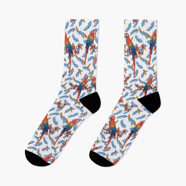Item preview, Tropical Scarlet Macaws & Blue Feathers designed and sold by EWIKA By Ekawit.