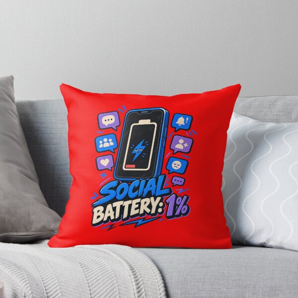 Aperçu de l'œuvre Social Battery 1 Percent Funny Introvert Humor T-Shirt créée et vendue par Print-Mingle01.