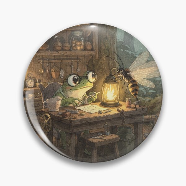 Item preview, Frog Watchmaker Repairing a Firefly's Lantern designed and sold by PictorialWhimsy.