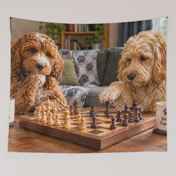 Item preview, Cockapoo Chess Match in a Cozy Living Room designed and sold by Paul Thompson Photography.