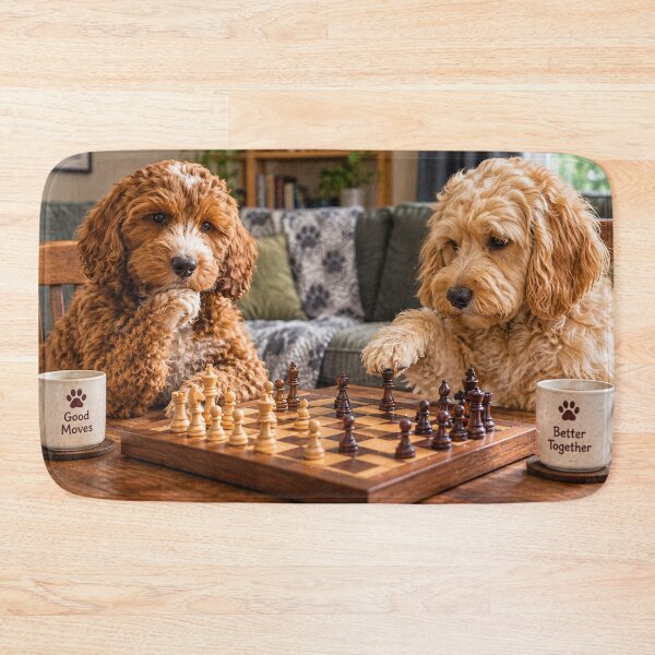 Item preview, Cockapoo Chess Match in a Cozy Living Room designed and sold by Paul Thompson Photography.