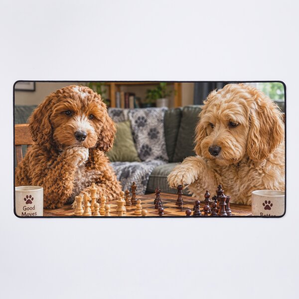 Item preview, Cockapoo Chess Match in a Cozy Living Room designed and sold by Paul Thompson Photography.