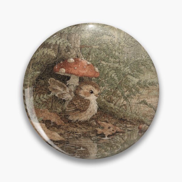 Item preview, Wren Sprite Sheltering Under a Toadstool in the Rain designed and sold by PictorialWhimsy.